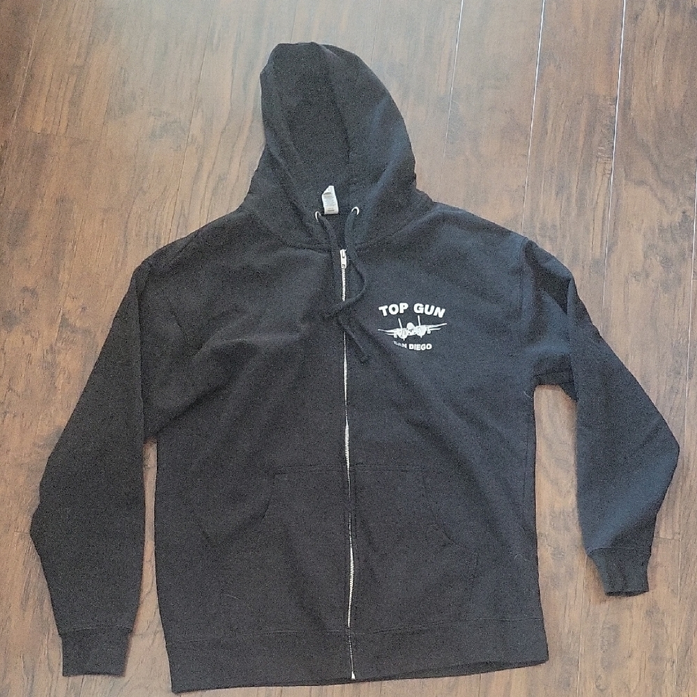 Top Gun Graphic Zip-Up Hoodie in Black